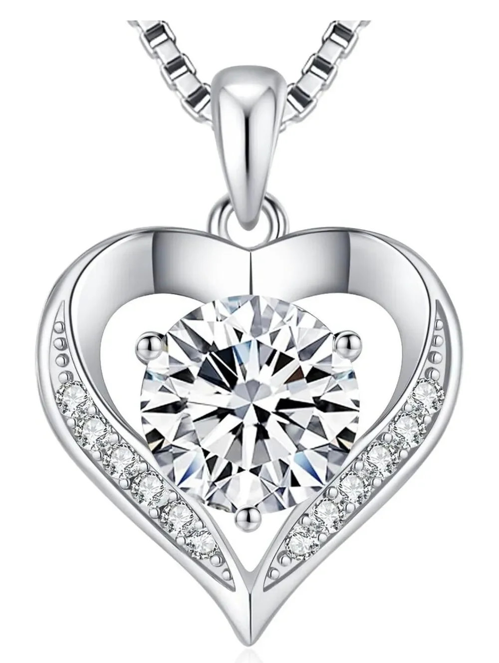 1 CT Moissanite Necklace D Color VVS1 White Gold Plated Jewelry, GRA Certified